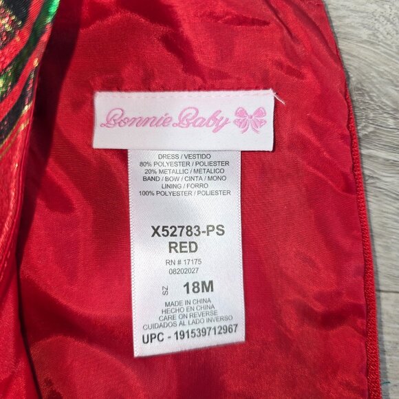 Baby Girl Dress Sz 18 Mo Party Christmas Red Green Plaid Short Sleeve Whimsical - Picture 3 of 9